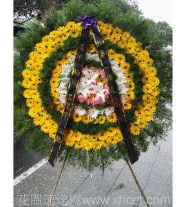 哀思无限-太阳花，百合，菊花,按图订制，规格：高约为1.6米<葬礼花圈>